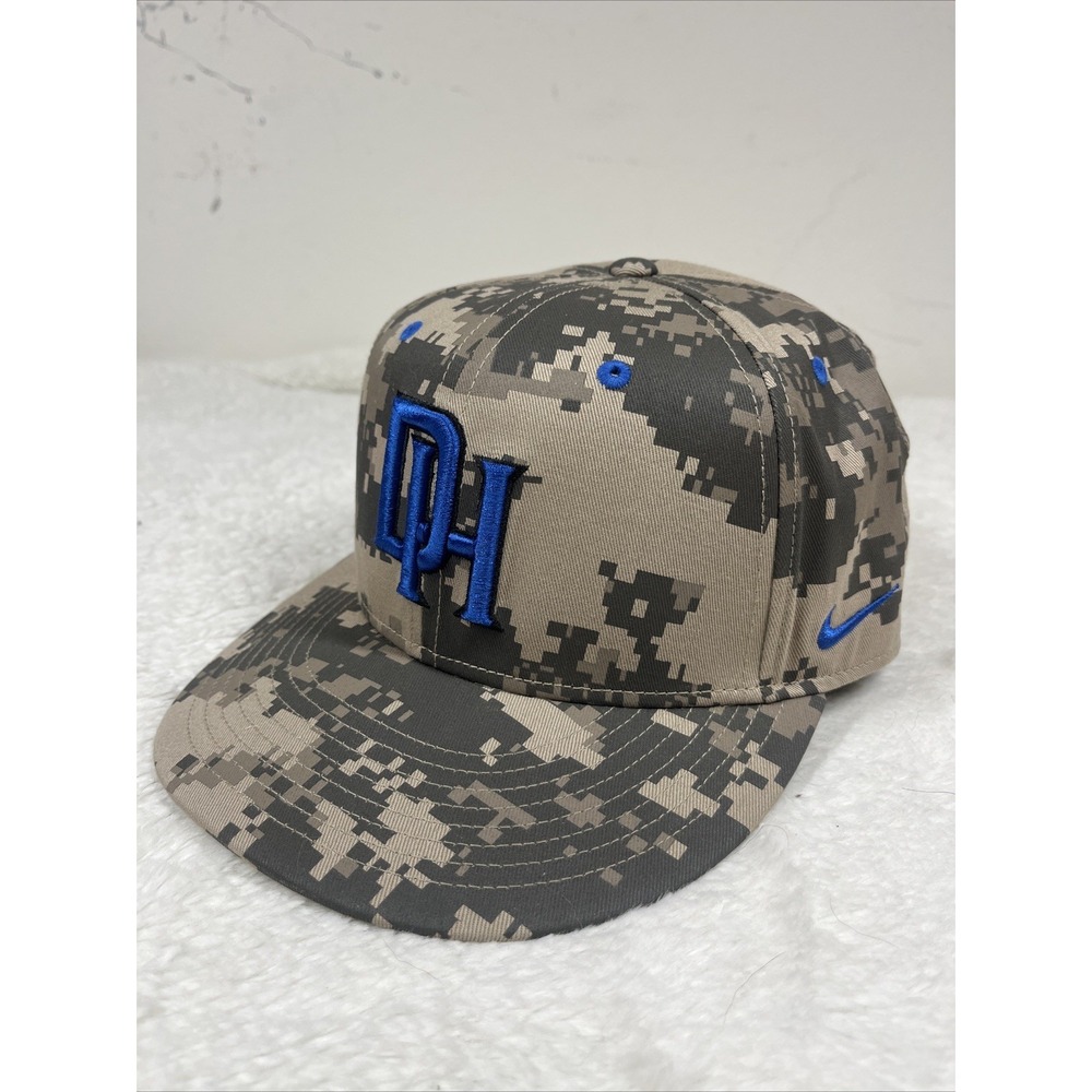 Nike True Dri-Fit Fitted Baseball Camo Blue Swoosh DH Hat 7 1/4